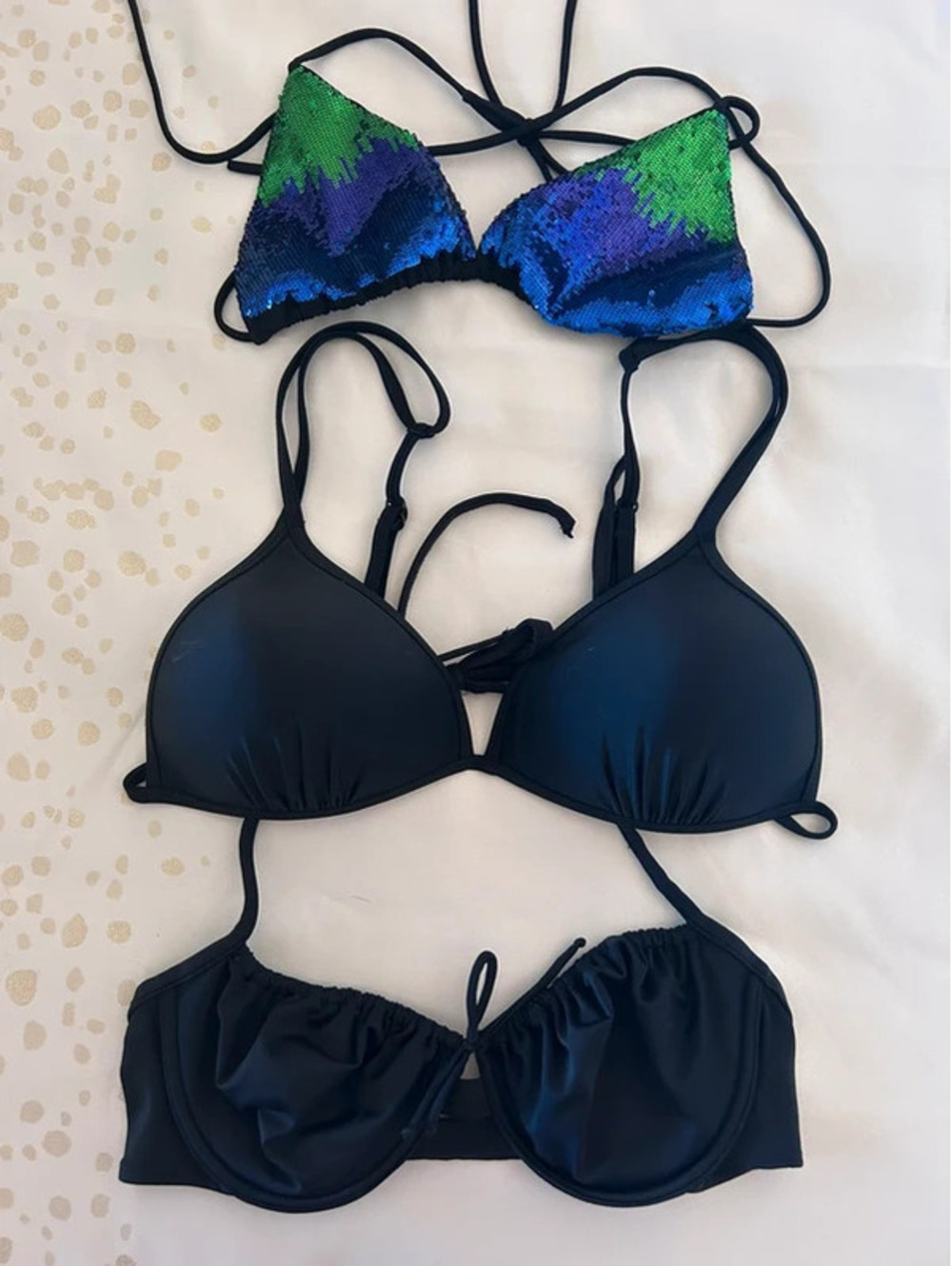 3 Black Bikini Tops